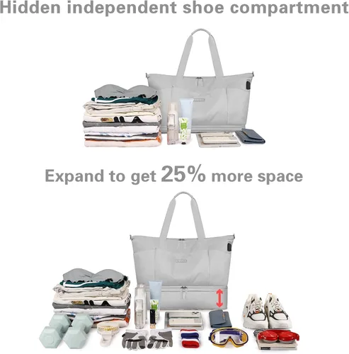 Miniatura 3 de Bolsa de viaje para mujer, Gris, Juego de bolsas de viaje con puerto de carga USB