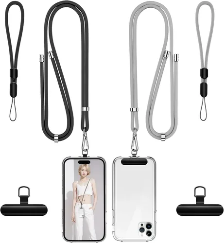 Miniatura 17 de Takyu Cordon para teléfono celular, cordon cruzado para teléfono con correa de cuello ajustable y paquete de 2 correas de muñeca para teléfono