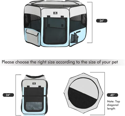 Miniatura 2 de X-ZONE PET jaula plegable portátil para mascotas, perros, gatos, corralito, de tela oxford 600D prémium, cremallera superior extraíble, uso en Azul