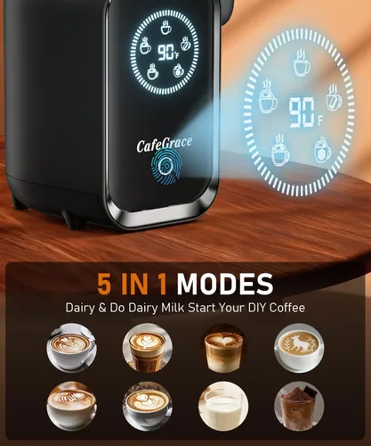 Miniatura 2 de Espumador de leche automático, espumador de leche eléctrico y vaporizador extraíble apto para lavavajillas, calefacción electromagnética