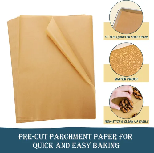 Miniatura 2 de Hiware 200 piezas de hojas de papel pergamino para hornear de 9x13 pulgadas, papel pergamino antiadherente precortado para hornear, cocinar, asar a