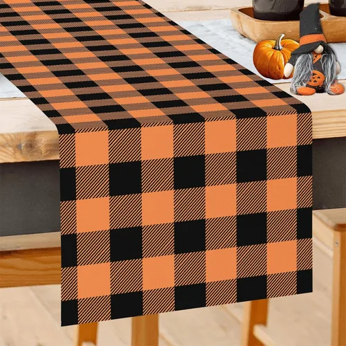 Miniatura 12 de GOOESING Camino de mesa de otoño, calabazas azules y blancas, hojas de eucalipto, caminos de mesa de otoño, Acción de Gracias, cocina, comedor