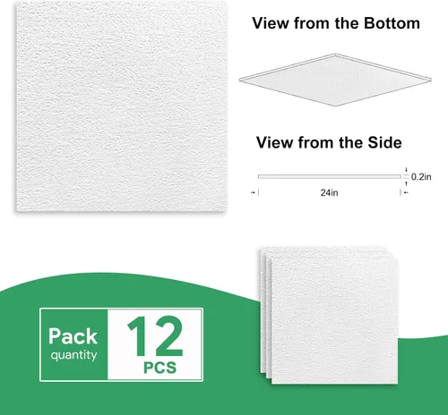 Miniatura 2 de Azulejos de techo profesionales impresos de 2 x 2 pies, panel de techo de PVC de 24 x 24 pulgadas, impermeable, lavable y resistente al fuego, PVC