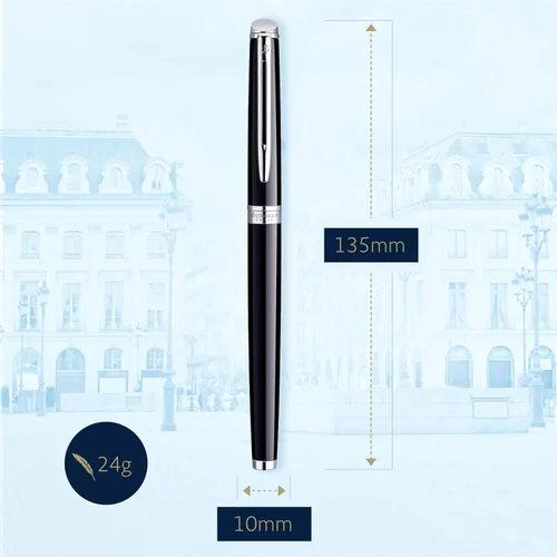 Miniatura 3 de Waterman - Pluma estilográfica negra con embellecedor dorado Hemisphere, Negro