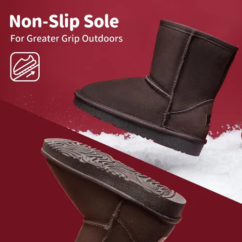 Miniatura 3 de DREAM PAIRS botas de piel de oveja para niños y niñas, para niños pequeños y grandes, botas con piel para la nieve
