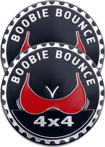 Miniatura 11 de 2 piezas de emblema de coche Boobie Rated, emblema automotriz metálico 4 x 4, emblemas de coche redondos de metal 3D, pegatinas de emblema de coche