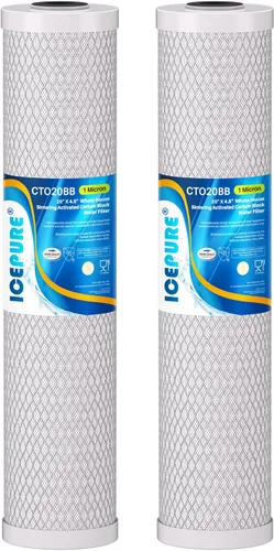 ICEPURE 1 Micrón 50.8 x 11.4 cm Cartucho de filtro de agua de carbón activado de cáscara de coco para toda la casa CTO, reemplazo para FC25B,