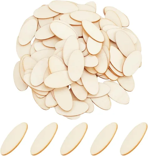 Miniatura 16 de NBEADS 100 piezas de madera sin terminar de 1.96 pulgadas con forma de anillos, adornos circulares, rebanadas de madera en blanco para pintura