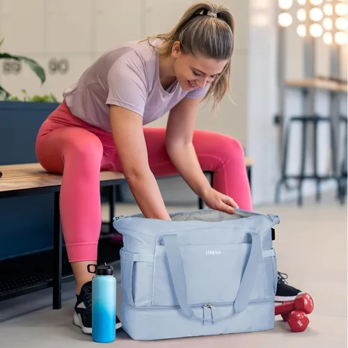 Miniatura 2 de Bolsa de lona de gimnasio para mujer, Azul Patchwork