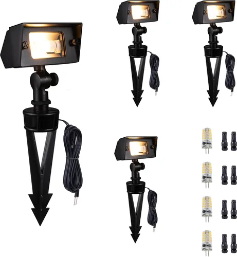 Miniatura 12 de Gardenreet Luz de Inundación de Bajo Voltaje para Exteriores - Luz LED de Lavado de Pared de Latón Sólido 12V, Paisajística de Cableado Fijo
