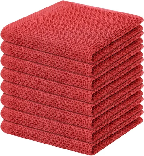 Miniatura 103 de Homaxy Paños de cocina de 100% algodón con tejido de gofre, ultra suaves, absorbentes, de secado rápido, 12 x 12 pulgadas, paquete de 6, amarillo