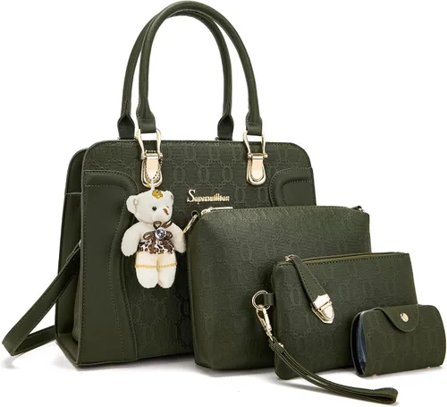 Miniatura 46 de Bolsos de mano de moda para mujer, bolsa de hombro, asa superior, bolsa de mano, juego de 4 piezas