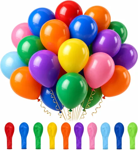 100 globos, globos de colores surtidos de 12 pulgadas y 10 tipos de globos de colores, globos de látex a granel para cumpleaños, baby shower, boda,