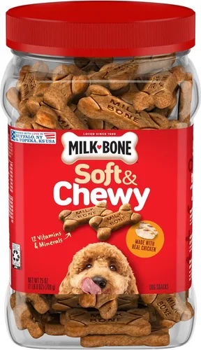 Milk-Bone Golosinas blandas y masticables con receta de pollo para perros, 25 onzas (1 unidad)