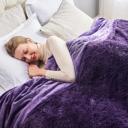 Miniatura 48 de GONAAP Manta de Tiro de Piel Sintética Mullida Tamaño Twin Rosa Claro Súper Suave Acogedora Felpa Mullida Lanuda para Sofá, Sillón o Cama
