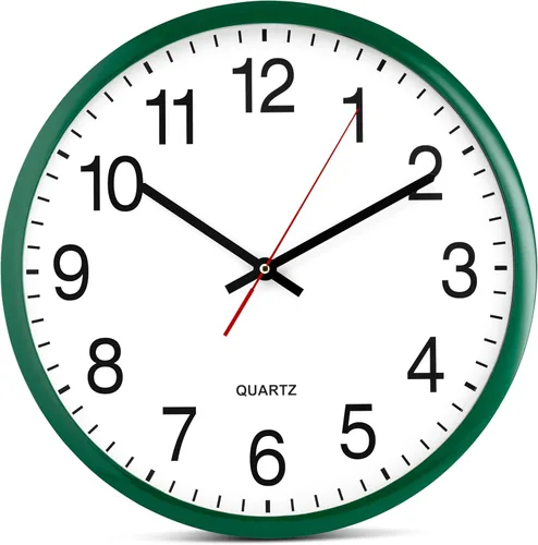 Miniatura 9 de Bernhard Products - Reloj de cuarzo de pared rojo, silencioso, sin tictac, 12 pulgadas, a pila, redondo, fácil de leer