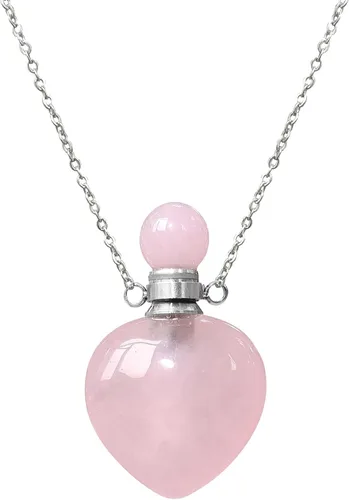 Miniatura 27 de Perfume Bottle Necklace Heart Shape, Amethyst Necklace Healing Crystal for Women, Essential Oil Diffuser Bottle Necklace Jewelry for Liquid
