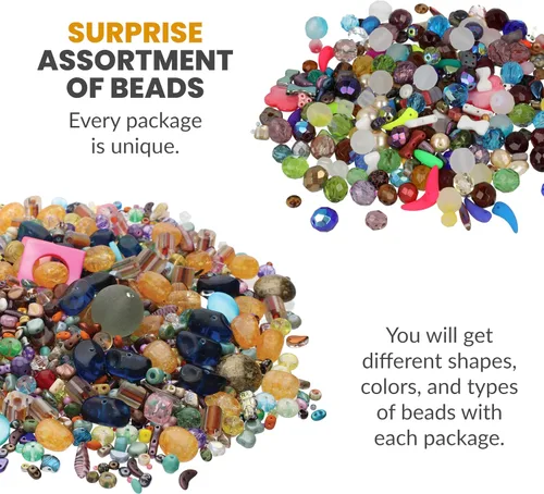 Miniatura 2 de The Beadsmith Caja de cuentas – Surtido de cuentas de vidrio en diferentes formas, colores y tamaños, 2 libras