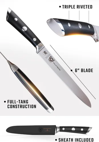 Miniatura 6 de DALSTRONG Gladiator Series Elite - Cuchillo de cocina de acero alemán forjado de alto carbono - Mango negro G10 - Cuchillo de cocina de regalo