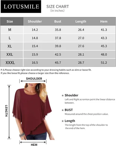 Miniatura 4 de Lotusmile - Blusa ligera con estampado, escalonada, de doble capa, de chifón tipo poncho, para mujer