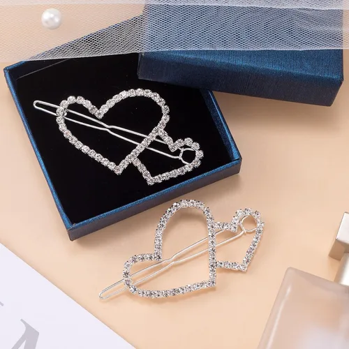 Miniatura 6 de HINZIC 5 pinzas para el cabello con forma de corazón hueco, estilo bohemio, con cristales brillantes, para San Valentín, accesorios para tocado