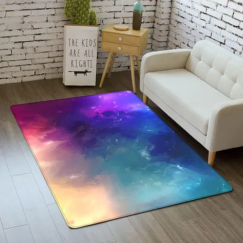 Miniatura 50 de Alfombra de espacio exterior para habitación de niños, 3 x 5 pies, alfombra Galaxy para dormitorio de niños, suave, antideslizante, sistema solar