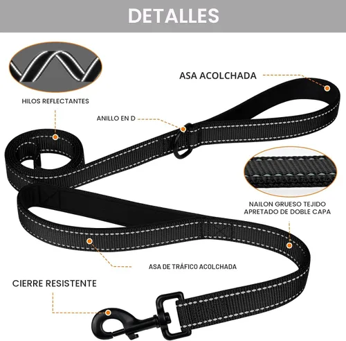 Miniatura 3 de Joytale - Correa resistente para perros grandes que tiran, doble asa para control de tráfico, correas reflectantes de doble cara para perros grandes