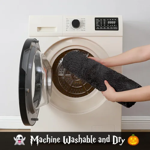 Miniatura 4 de Alfombra de baño negra de Halloween de 20 x 32 pulgadas, tapete de baño de fantasma, tapete antideslizante para baño, alfombra de baño suave