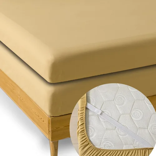 Miniatura 13 de MINIPANDA Paquete de 2 sábanas bajeras tamaño Twin, con correas sujetadoras de sábanas para esquinas, mantiene las sábanas en su lugar - Ultra