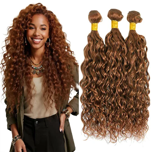 Miniatura 69 de Color 30 paquetes de cabello humano marrón onda del cuerpo paquetes 8 10 12 pulgadas brasileño virgen Remy extensiones de cabello humano doble trama