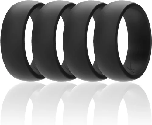 ROQ Anillo de boda de silicona para hombre, banda de goma de silicona asequible, paquete de 7, 4 unidades y individuales, camuflaje, aspecto de