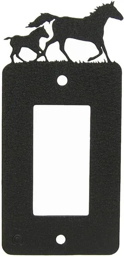 Miniatura 4 de Mare & Foal - Placa de pared para interruptor de luz de palanca (palanca simple, negro) - Fabricado en Estados Unidos