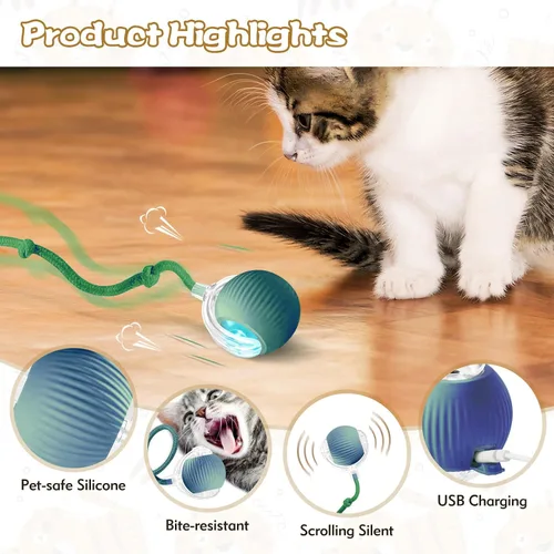 Miniatura 6 de Pelotas interactivas para gatos de interior, juguetes automáticos mejorados para gatos adultos aburridos en interiores, pelota, Peppy Pet Ball