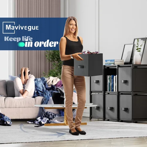 Miniatura 7 de Mavivegue Organizador de Almacenamiento de 6 Compartimentos, Organizadores de Armario y Almacenamiento, Estantería de Almacenamiento de Cubos, Fácil