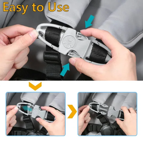 Miniatura 4 de Clip universal para arnés de pecho para asiento de automóvil para niños, cochecito, artículos esenciales para bebés, accesorios para asiento de gris