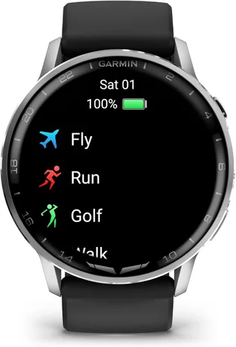 Miniatura 5 de Garmin D2™ Air X15, reloj inteligente de aviador versátil con GPS, linterna LED, características de salud y fitness, clima de aviación, Plateado
