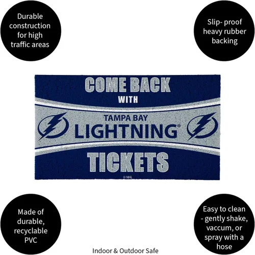 Miniatura 4 de Team Sports America NHL Tampa Bay Lightning Entrada interior y exterior 28 x 16 pulgadas Parte trasera antideslizante Tapetes de bienvenida