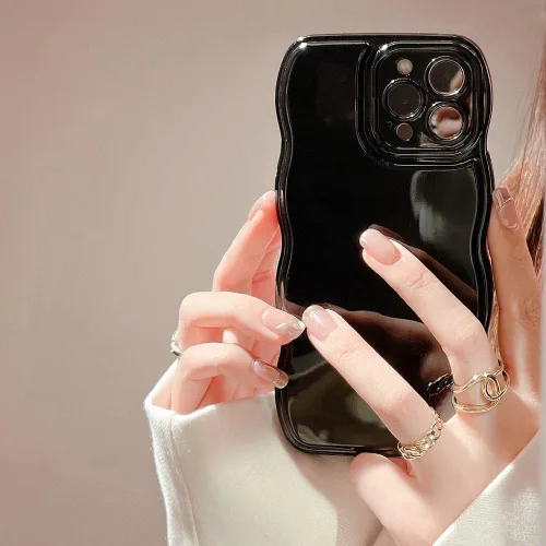 Miniatura 8 de FABSPARK - Funda para iPhone 11, diseño simple, marco ondulado, estética, silicona suave, color beige
