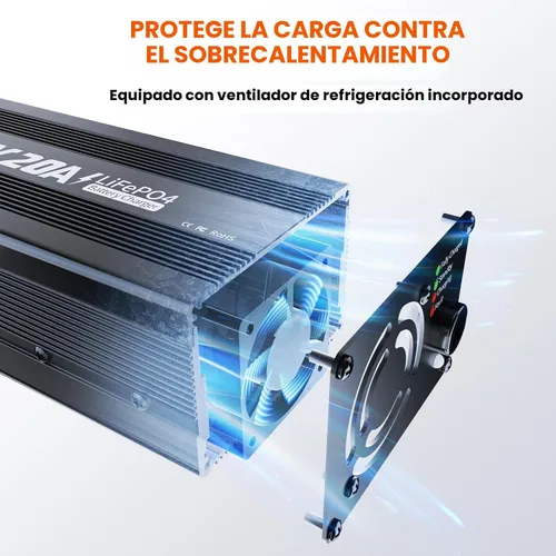 Miniatura 8 de LiTime Cargador de batería de litio de 12 V 20 A, cargador de batería LiFePO4 de 14.6 V, cargador inteligente AC-DC con conector Anderson indicador