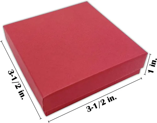 Miniatura 2 de TheDisplayGuys - Paquete de 25 cajas de cartón rellenas de algodón #33 para joyas, color rojo mate (3.5 x 3.5 x 1.0 pulgadas), para envío