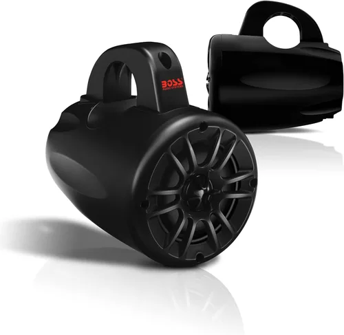 BOSS Audio Systems MRWT40 ATV UTV Marine - Sistema Waketower resistente a la intemperie – Altavoces estéreo de 4 pulgadas, rango completo, 2 vías,