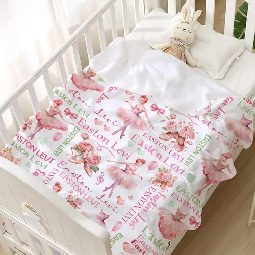 Miniatura 3 de Manta de Bebé Personalizada Danza Manta Personalizada con Nombre Manta Suave de Franela para Niños Niñas Niños Pequeños Bebés Niños Recién Nacidos