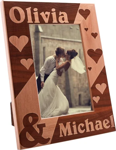 Miniatura 2 de Marco de fotos de amor personalizado 4 x 6 Regalos del día de San Valentín para ella, marco de amor personalizado con corazones, marco de fotos