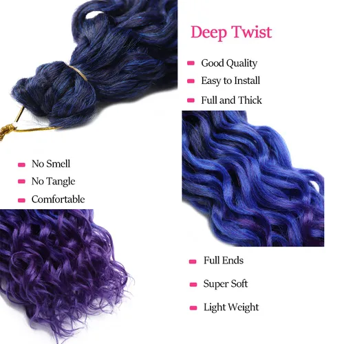 Miniatura 4 de Cabello sintético de ganchillo con ondas oceánicas para mujeres negras, 3 paquetes de cabello sintético de ganchillo rizado hawaiano, extensión