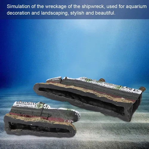 Miniatura 2 de Adornos de naufragio Titanic 15.15 x 3.54 x 2.36 pulgadas, decoración de acuario, adornos de tanque de peces Titanic, material de resina, tema