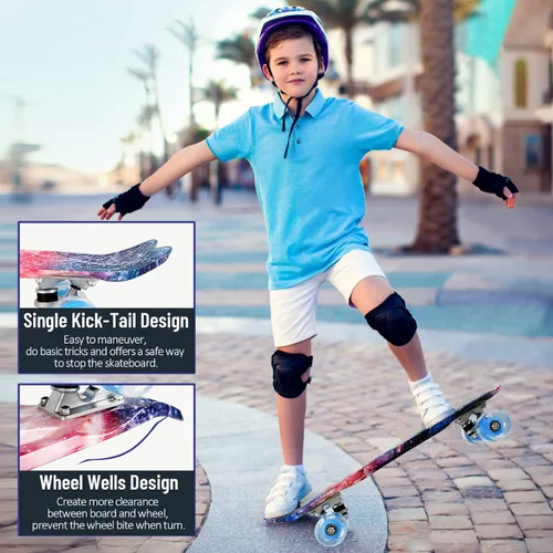 Miniatura 5 de BELEEV Patinetas de 22 pulgadas para niños, patineta cruiser para principiantes, niños, niñas, adolescentes y adultos, patinetas mini clásicas