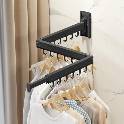 Miniatura 7 de Estante de secado de ropa montado en la pared, estante de secado de ropa plegable, estante de secado plegable retráctil para colgar ropa