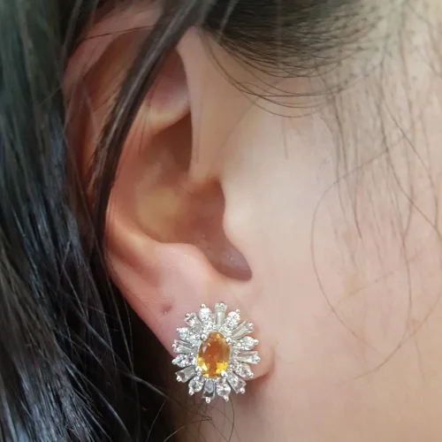 Miniatura 3 de Plata de ley Ladies Copo de Nieve Style Fashion Stud arete