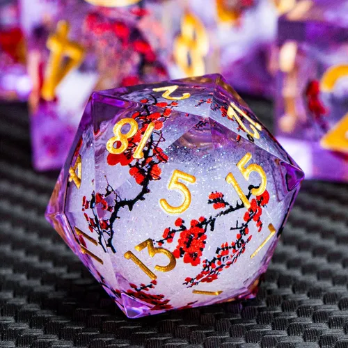Miniatura 8 de ARUOHHA - Juego de dados azules de resina DND de 7 piezas, juego de dados translúcidos hechos a mano para RPG, juego de dados poliédricos de borde