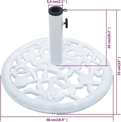 Miniatura 7 de Base redonda para sombrilla de patio, soporte resistente para sombrilla para exteriores, patio, piscina, al aire libre, blanco, 26.5 libras, hierro